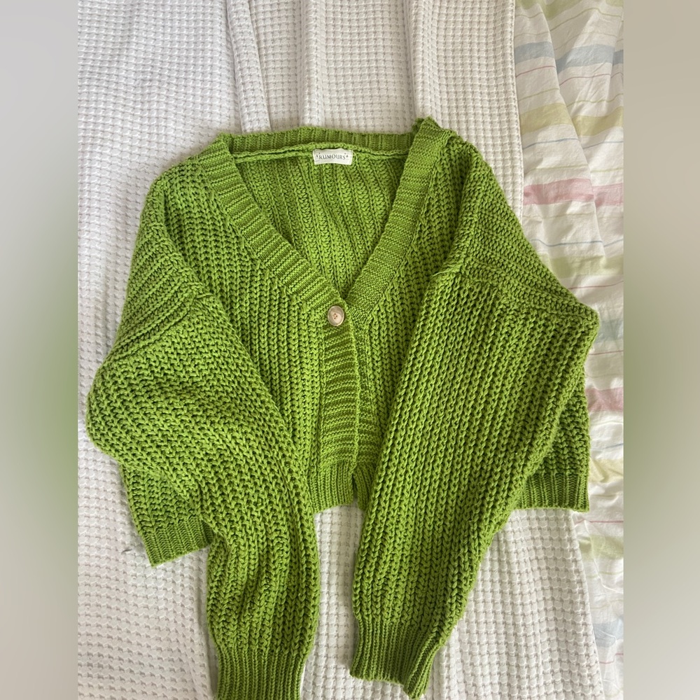 Rumours Boutique Green Knit Cardigan one button